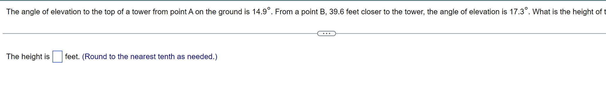 Solved The angle of elevation to the top of a tower from | Chegg.com