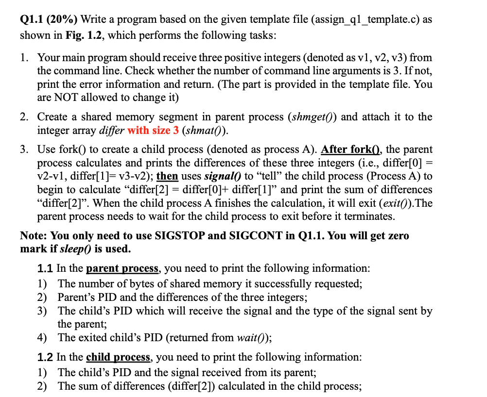 Q1.1 (20%) Write a program based on the given | Chegg.com
