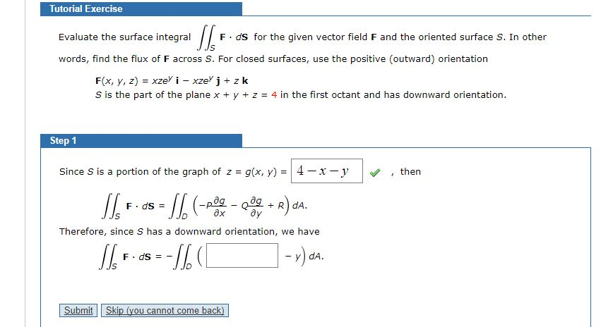 Solved Tutorial Exercise Evaluate The Surface Integral F Ds 1865