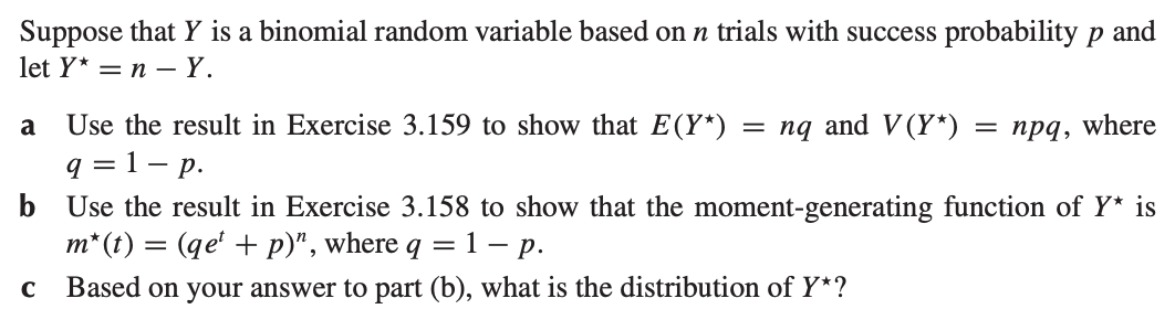 Solved Suppose that Y is a binomial random variable based on | Chegg.com