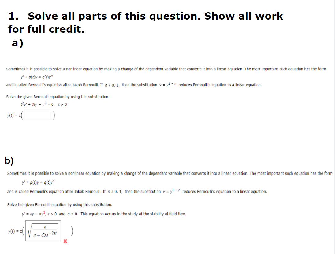 Solved 1. Solve all parts of this question. Show all work | Chegg.com