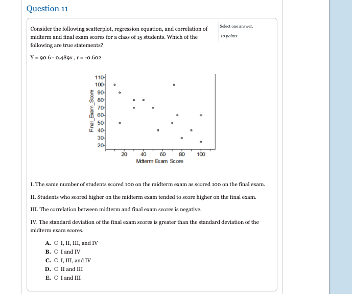 Solved Question 11 Select one answer 10 points Consider the | Chegg.com