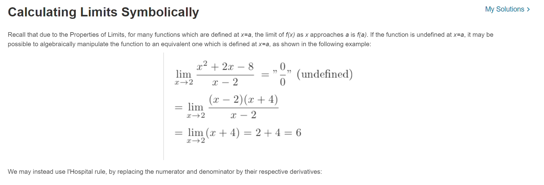 Solved Calculating Limits Symbolically My Solutions > Recall | Chegg.com