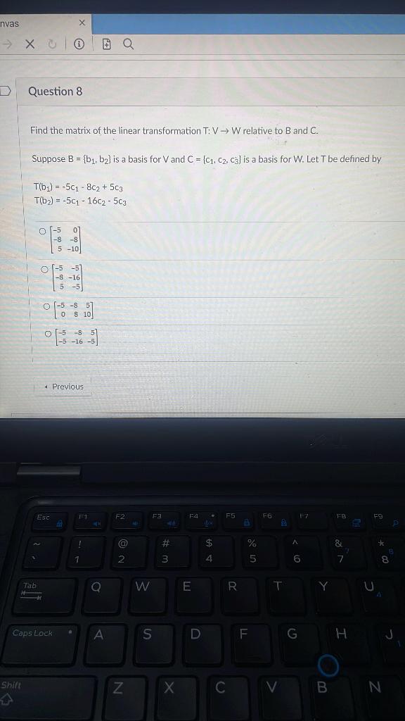 Solved Suppose B={b1,b2} Is A Basis For V And C={c1,c2,c3} | Chegg.com