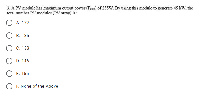 Solved 3. A PV module has maximum output power (Pmax) of | Chegg.com