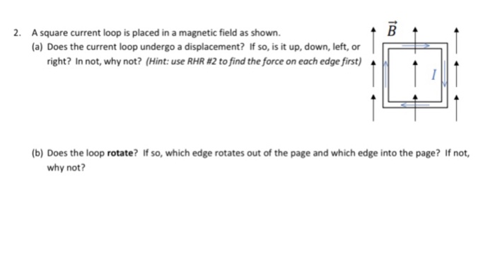 Solved 2. A square current loop is placed in a magnetic | Chegg.com