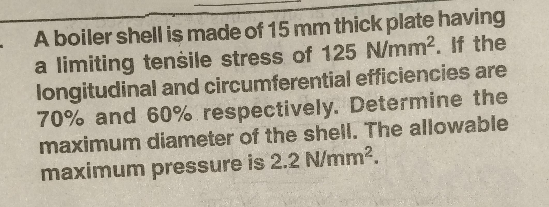 Solved A boiler shell is made of 15 mm thick plate having a | Chegg.com