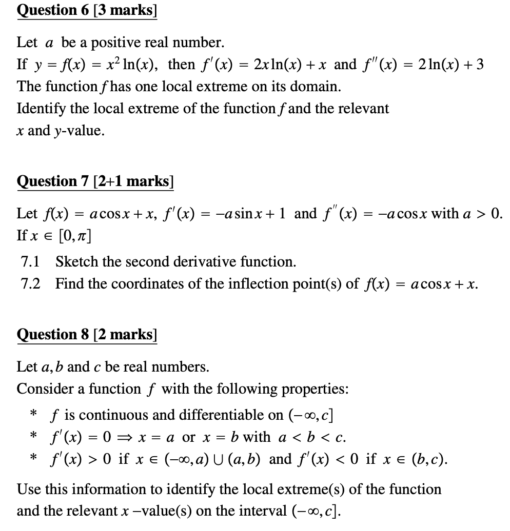 Solved Question 6 3 Marks Let A Be A Positive Real Numb Chegg Com