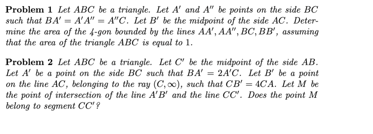 Solved Problem 1 Let ABC be a triangle. Let A' and A" be | Chegg.com