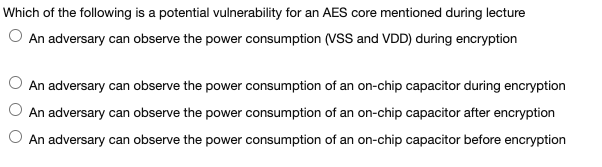 Solved Which Of The Following Is A Potential Vulnerability | Chegg.com