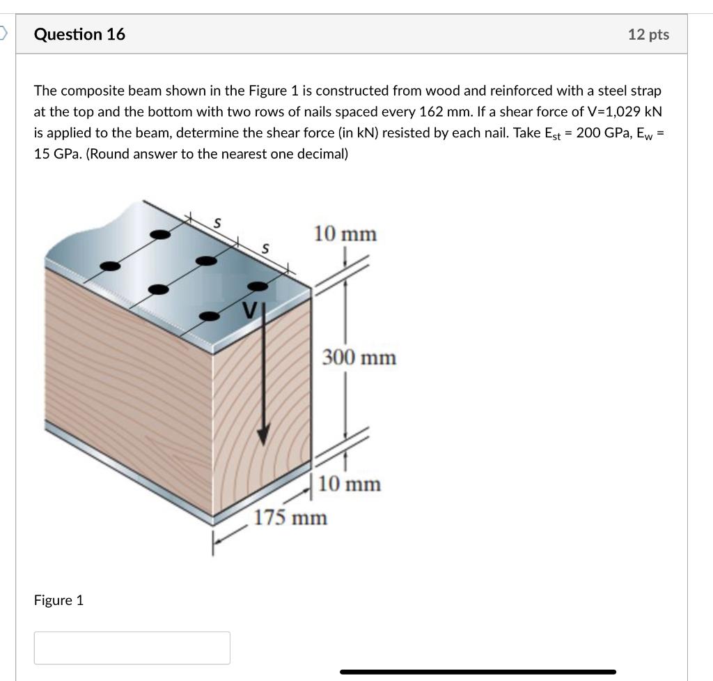 Solved > Question 16 12 Pts The Composite Beam Shown In The | Chegg.com