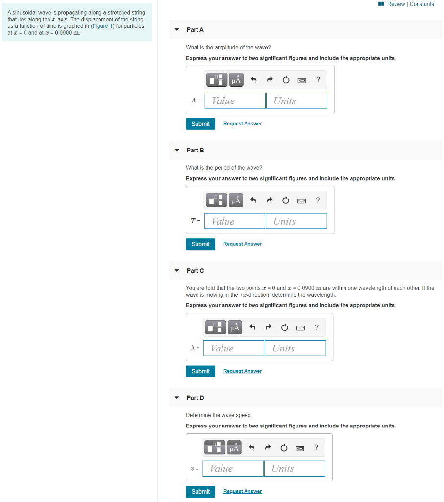 Solved Review Constants A Sinusoidal Wave Is Propagating | Chegg.com