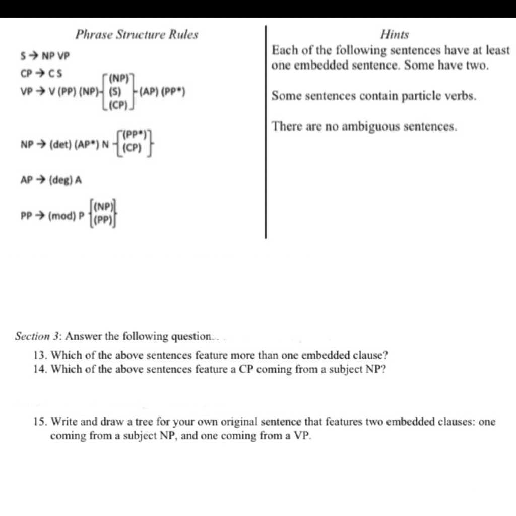 Phrase Structure Rules Np Vp Cpcs Np Vp V Pp Chegg Com