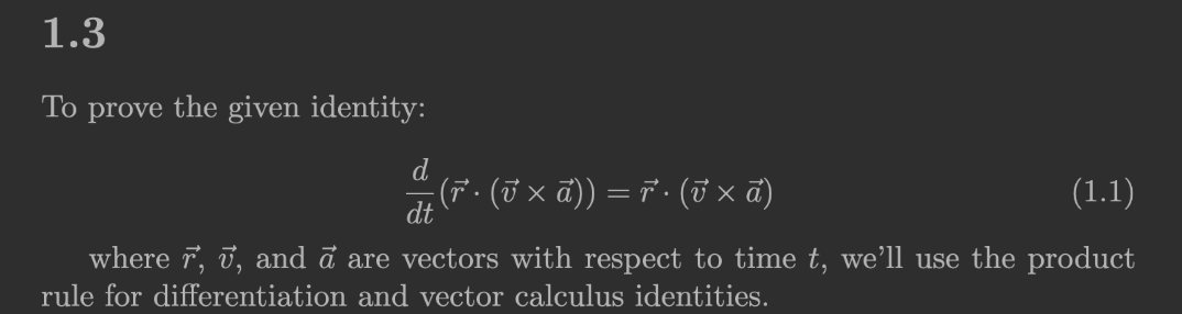 Identity Rule Math Vector Solved 1.3To prove the given | Chegg.com