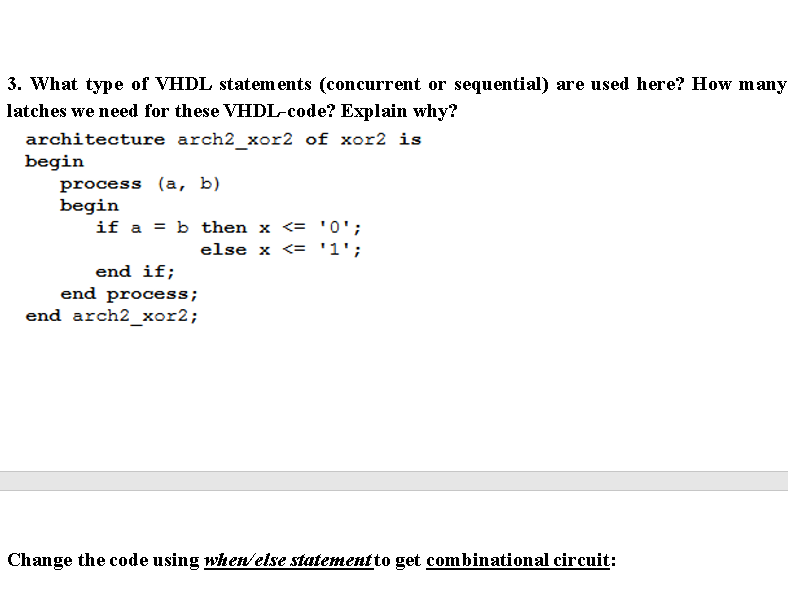 Solved 3 What Type Of Vhdl Statements Concurrent Or