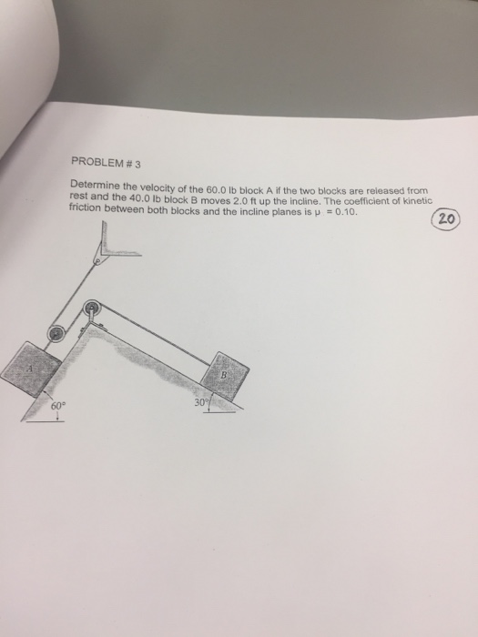 Solved Determine The Velocity Of The 60.0 Lb Block A If The | Chegg.com