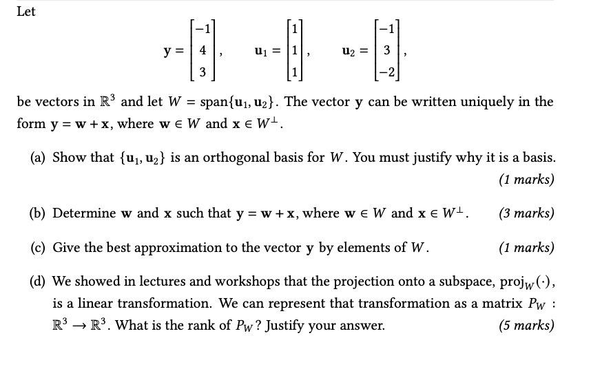 Solved Let -⠀⠀-0 y = 4 U₁ = 1 U₂ = 3 3 3 -2 be vectors in R³ | Chegg.com