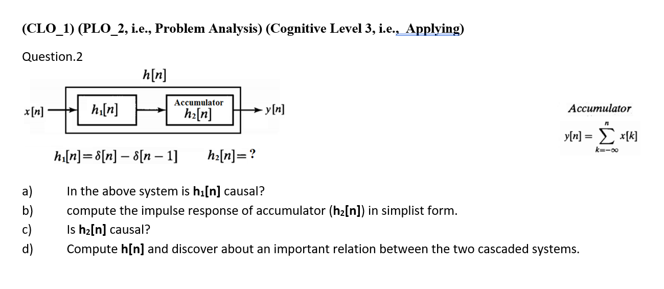 Solved (CLO_1) (PLO_2, i.e., Problem Analysis) (Cognitive | Chegg.com
