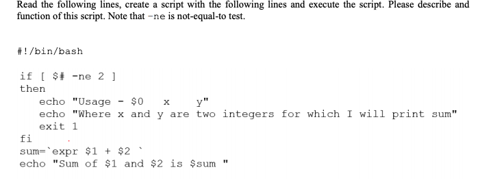 Solved Read the following lines, create a script with the | Chegg.com