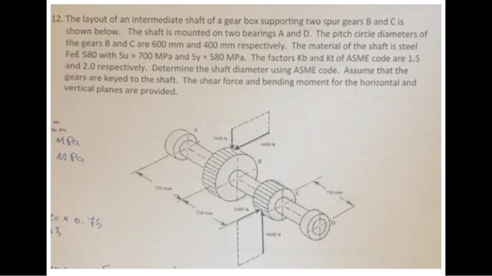 Solved 12. The Layout Of An Intermediate Shaft Of A Gear Box | Chegg.com