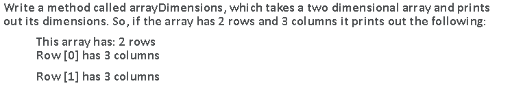 Solved Write a method called arrayDimensions, which takes a | Chegg.com ...