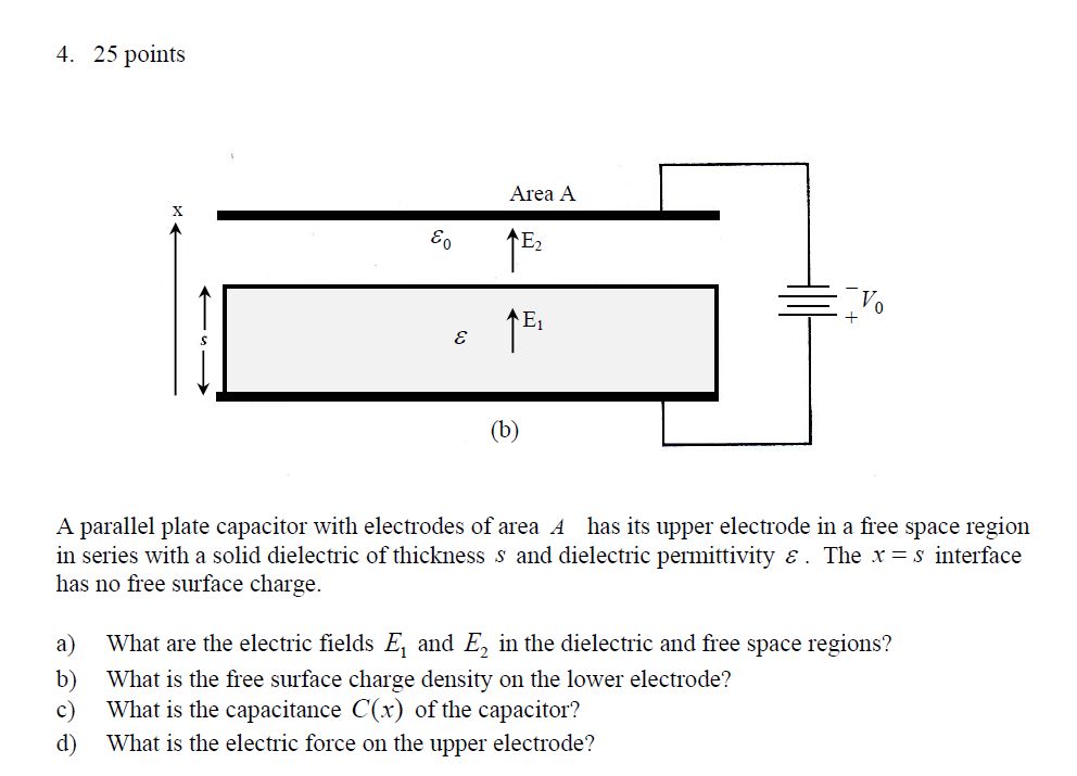 Solved 4 25 Points A Parallel Plate Capacitor With