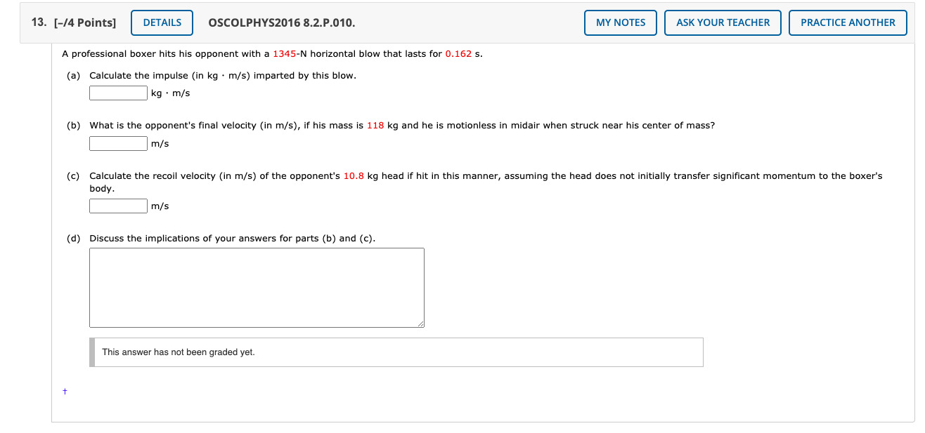 Solved 13 [ 14 Points Details Oscolphys2016 8 2 P 010 My