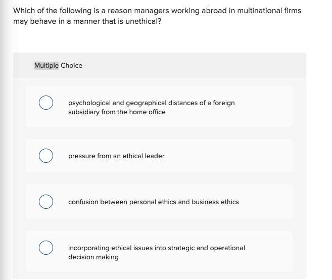 Solved Which of the following is a reason managers working | Chegg.com