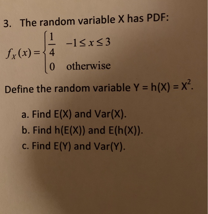 Solved 3. The random variable X has PDF: r(a)-4-1srs3 0 | Chegg.com