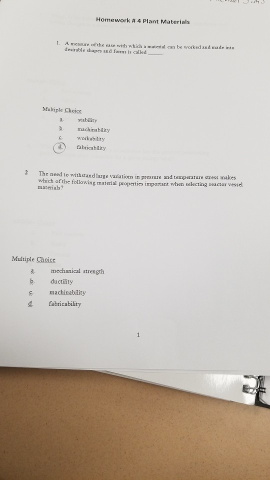 Solved . Homework # 4 Plant Materials 1 A measure of the | Chegg.com