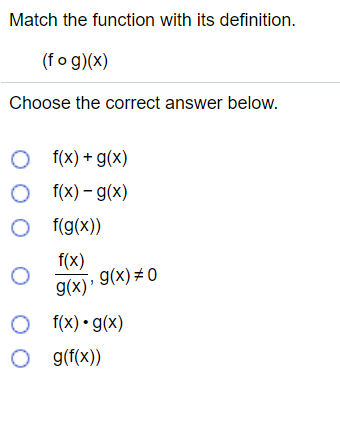 Match The Function With Its Definition Fog X Chegg Com