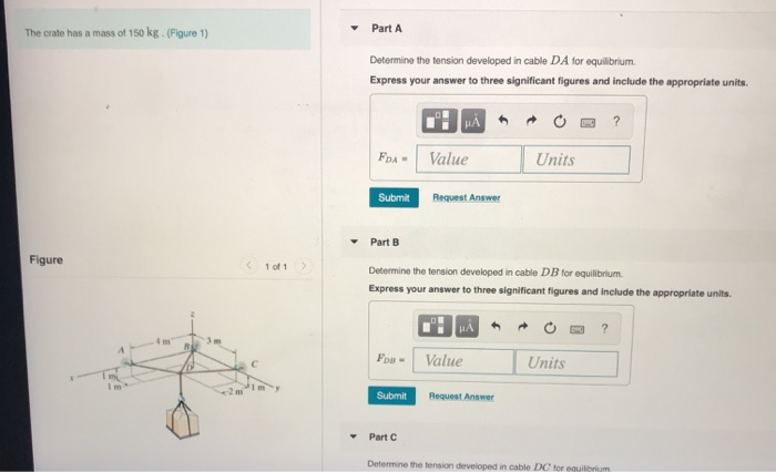 Solved PartA The crate has a mass of 150 kg. (Figure 1) | Chegg.com