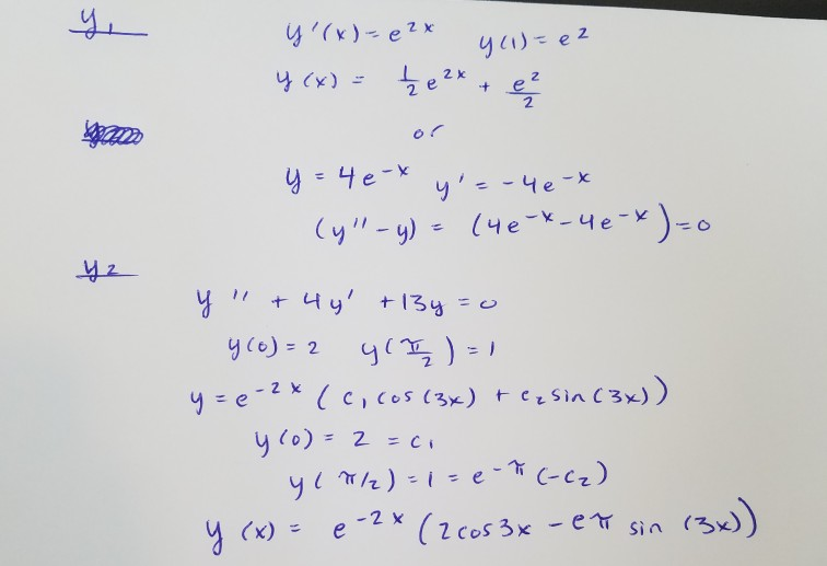 Solved 2 2 K 2 2 у Y 4e X Ye X 2 Cos 3x Sin 3x 1