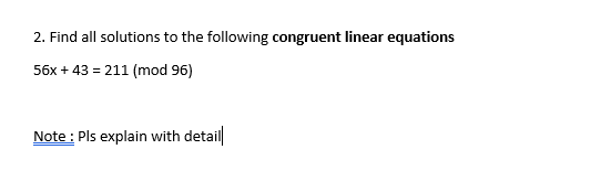 Solved 2. Find All Solutions To The Following Congruent | Chegg.com