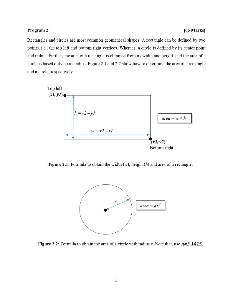 Solved Program 2 [65 Marks] Rectangles and circles are most | Chegg.com