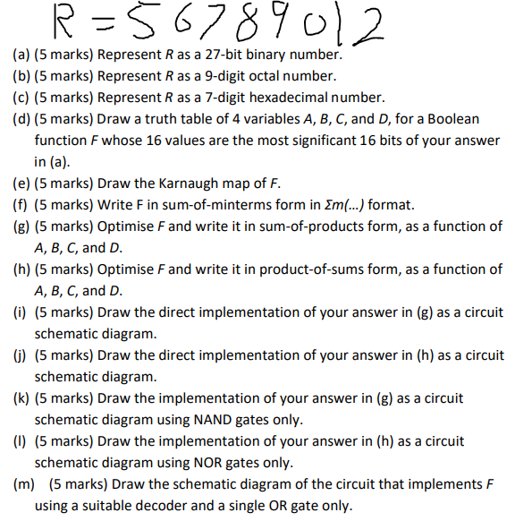 Solved (a) (5 marks) Represent R as a 27-bit binary number. | Chegg.com