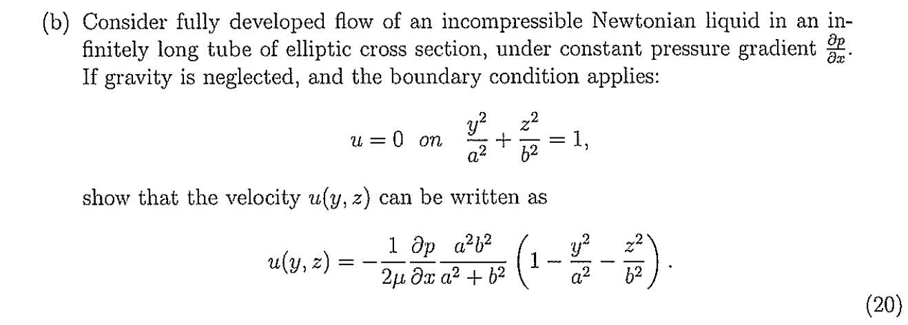 Solved (b) Consider fully developed flow of an | Chegg.com