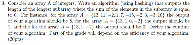 3. Consider an array A of integers. Write an | Chegg.com