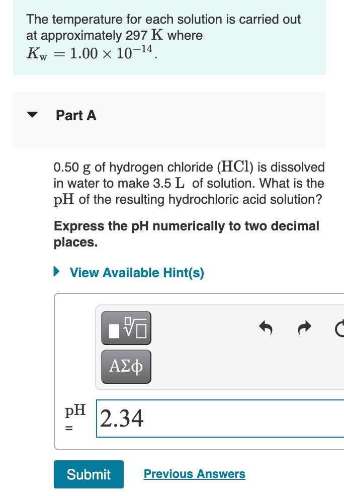 Solved pH is a logarithmic scale used to indicate the | Chegg.com