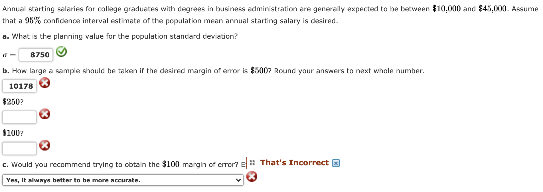 Solved Annual starting salaries for college graduates with | Chegg.com