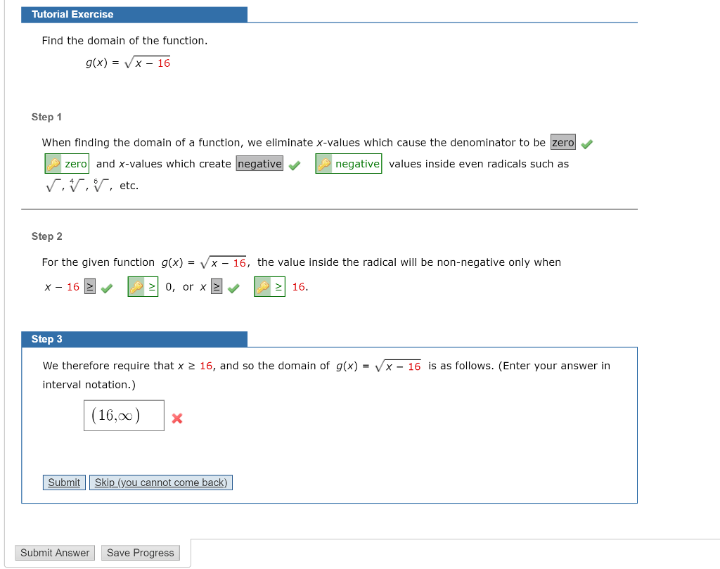 Solved Tutorial Exercise Find the domain of the function. | Chegg.com