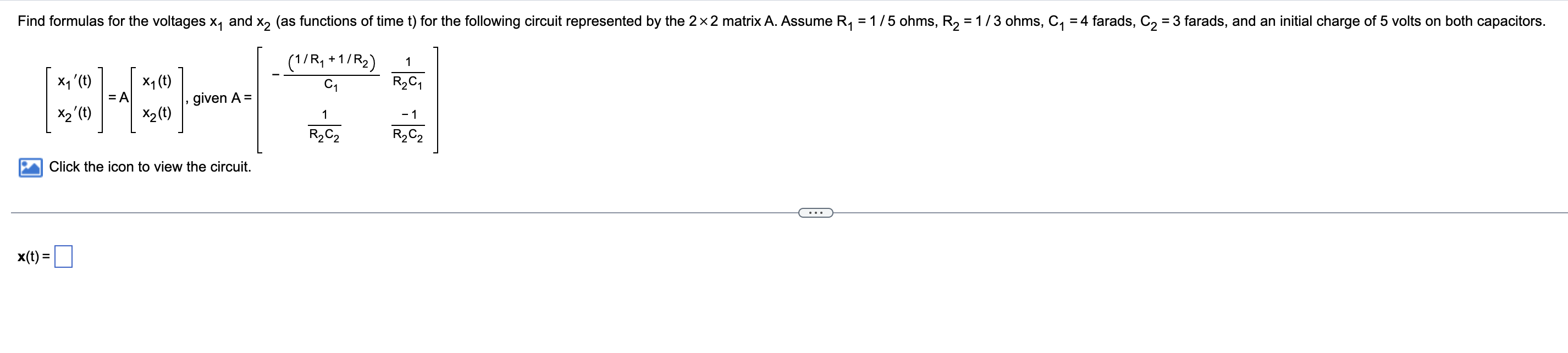 Solved Find formulas for the voltages X1 and X2 (as