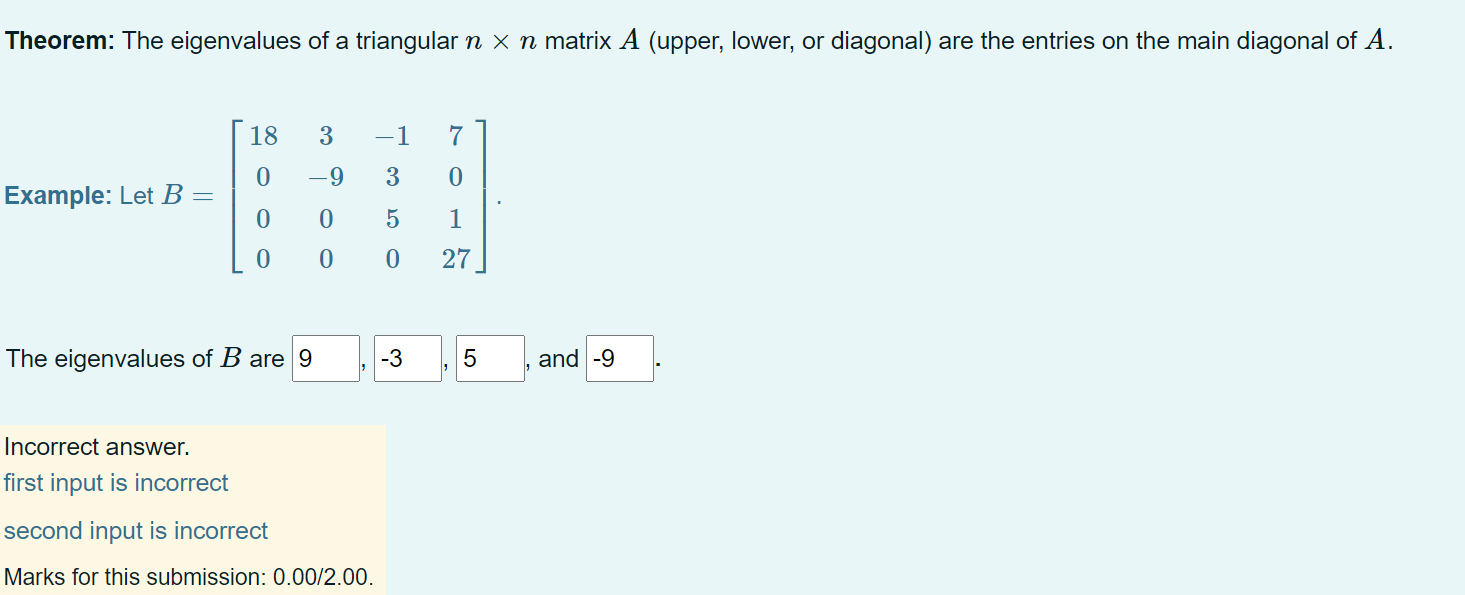 Solved Theorem: The eigenvalues of a triangular n x n matrix | Chegg.com