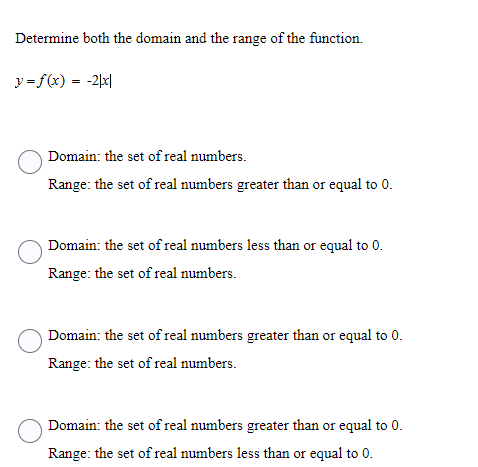 Solved Determine both the domain and the range of the | Chegg.com