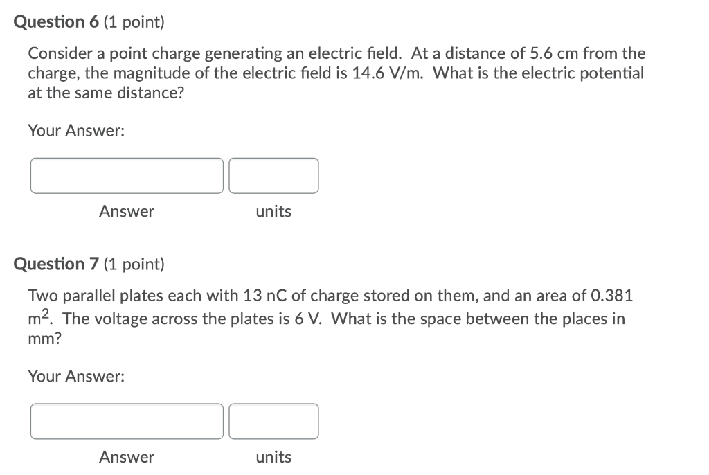 Solved Question 6 (1 point) Consider a point charge | Chegg.com