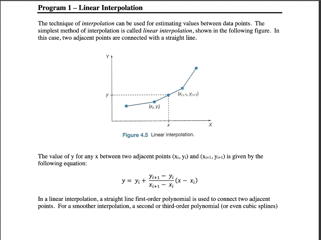 Solved Program 1Linear Interpolation The technique of