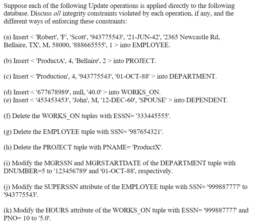 Solved Suppose Each Of The Following Update Operations Is | Chegg.com