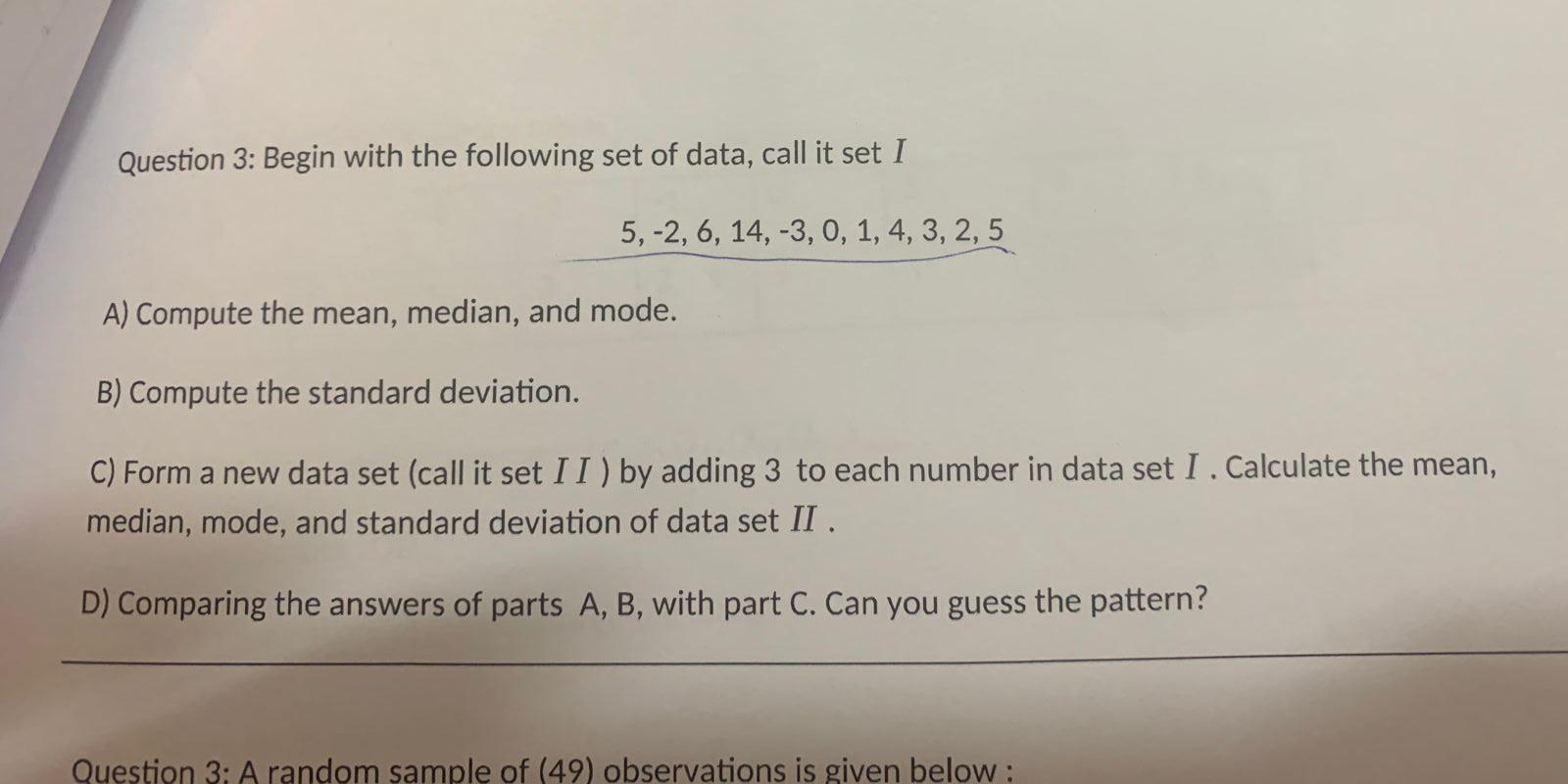 Solved Question 2: For the following sample data: 1 х 2. 3 4 | Chegg.com