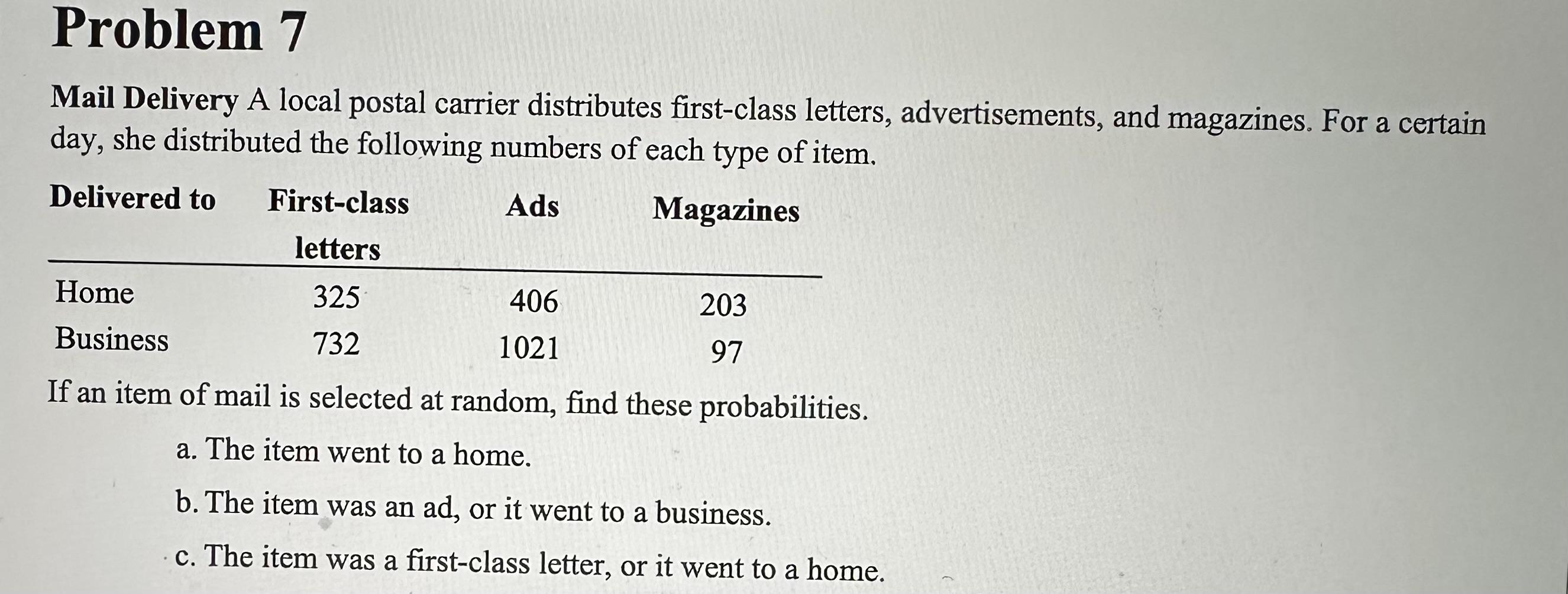 solved-mail-delivery-a-local-postal-carrier-distributes-chegg