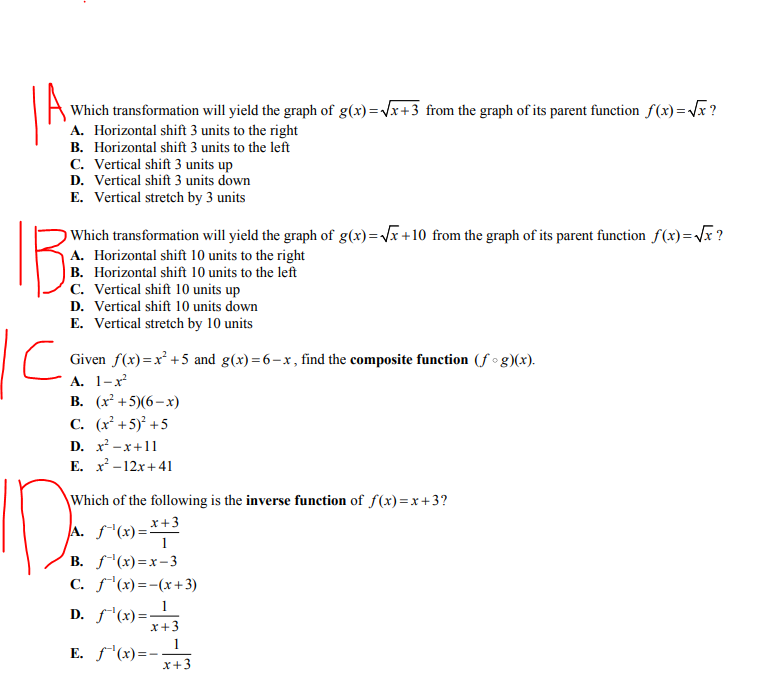 Solved Which Transformation Will Yield The Graph Of G X Chegg Com